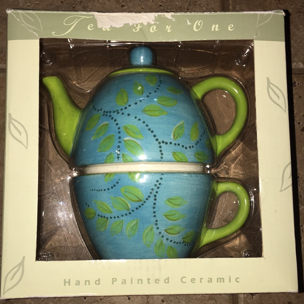 Tea for One Handpainted Ceramic Teapot Cup Set
